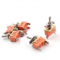 5 Pcs 12mm SPST 2 Screw Terminals ON/OFF Locking Toggle Switch Orange