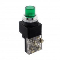 30mm Panel Mounted AC 250V 6A DPST NO NC Momentary Push Button Switch Green