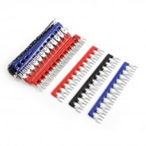 15 Pcs Fork Type 12 Postions Terminal Strip Jumper Red+Black+Blue 400V 10A