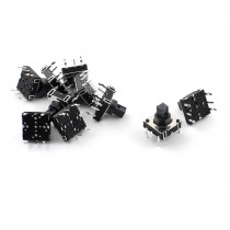 10PCS 10mmx10mmx10mm Through Hole Black Push Button Momentary Tactile Switch