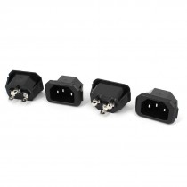 AC 250V 10A Panel Mounted IEC320 C14 3 Pins Power Plug Adapter Connector 4 Pcs