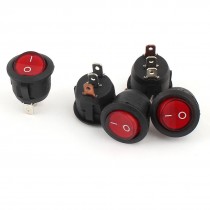 5 Pcs AC250V 6A AC125V 10A Red Lamp 3 Pin ON/OFF SPST Boat Rocker Switch