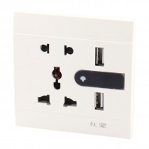 AC 110-250V 10A LED Light Electric Wall Outlet Socket 2 x USB Interfaces Ports
