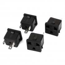 EU US AC 250V/125V 10A/15A 3 Pins Panel Mounted Power Socket 4 Pcs