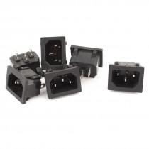 AC 250V 10A IEC320 C14 3 Pin Male Plug Inlet Black Plastic Power Socket 6 Pcs