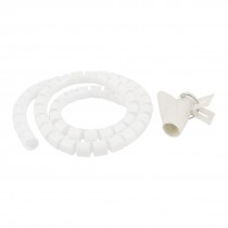 Flexible Spiral Tube Cable Wire Wrap PC Cord Management w Clip 1M 3Ft White