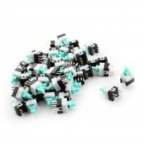 50PCS 12mmx7.5mmx7.5mm Through Hole Green Push Button Locking Tactile Switch