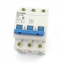 AC 400V 16A 6000A Overload DIN Rail Mount Circuit Breaker 3 Pole DZ47-63