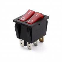 Red Light 6P SPST ON/OFF Snap in 2-Way Rocker Switch AC 15A/250V 20A/125V