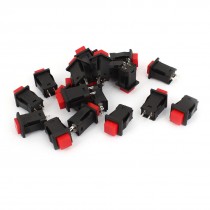 AC125V/3A AC250V/1A Momentary SPST 2 Pins Red Head Push Button Switch 20PCS