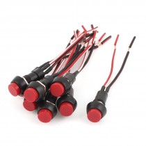 8 Pcs Red Flat Cap Momentary SPST 2 Wire Push Button Switch AC 250V 3A