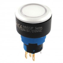 16mm Thread SPDT Momentary White Pilot Lamp Plastic Pushbutton Switch DC 12V