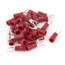 30pcs 14 12 AWG 8 Stud Red Insulated Fork Spade Terminals Electrical Connector