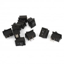 AC 250V 6A 125V 10A SPST 2 Pins 2 Position I O Boat Rocker Switch 10pcs