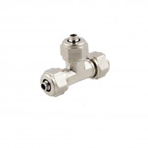 Metal Quick Screw on Hex Equal Tee Hose Pipe Fitting Silver Tone