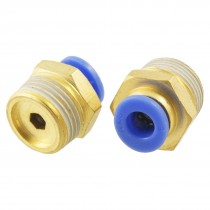 2 Pcs 16.3mm x 6mm Full Port Male Thread Pneumatic Quick Fittings
