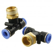 2X Pneumatic 1 2" Thread 10mm One Touch Push in T Joint Quick Fittings