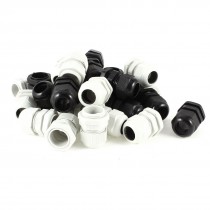 30 Pcs PG19 Waterproof Connector Cable Gland Black White 12 15mm