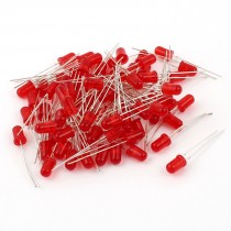 80 Pcs 2pins 5mm Straw Hat Bright Red LED Lamp Light Emitting Diodes DC 2 5 3 0V