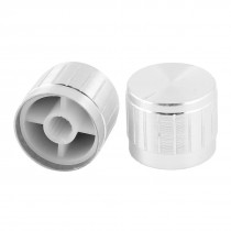 2 Pcs Silver Tone Volume Control Rotary Aluminum Potentiometer Knobs 21mm x 17mm
