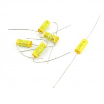 5 Pcs Yellow Axial Metallized Polypropylene Film Capacitor 0 22uF DC 100V