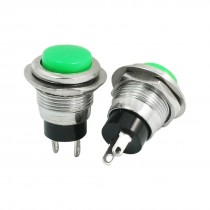 2pcs Momentary 12mm Mounting SPST Green Button Switch AC125V 6A 250V 3A