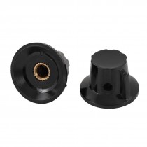 2 Pcs Black 18mm Top 6mm Shaft Insert Dia Potentiometer Rotary Knobs Cap