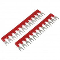 400V 10A 12 Postions Pre Insulated Terminal Barrier Strip Red 2 Pcs