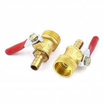 2pcs 1 2pt 20mm Male Thread Red Lever Handle Gas Pneumatic Ball Valve