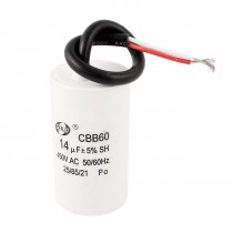 Washers White Plastic Housing CBB60 AC450V 14uF Wired Motor Run Capacitor