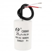 CBB60 AC 450V 25uF Polypropylene Film Motor Capacitor White for Washing Machine
