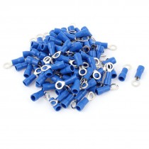 100 Pcs 1 25 4S Insulated Wire Connector Ring Crimp Terminal Blue 22 16AWG