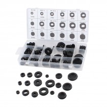 125pcs Black Rubber Grommet Electrical Wire Bushing Gasket Set Kit
