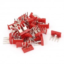400V 10A 2 Postions Pre Insulated Right Angle Terminal Jumper Strip Red 30pcs
