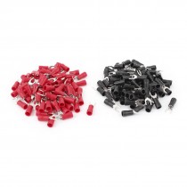 160PCS 14-12 AWG #10 Stud Insulated Fork Spade Terminals Connector Black+Red