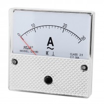 AC 0 30A Analog Panel Current Meter Ammeter Gauge DH 80 Clear Silver Tone