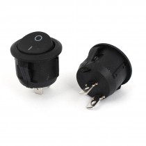 2 Pcs Round Black 2 Pin SPST on Off Rocker Switch AC 10A 125V 6A 250V