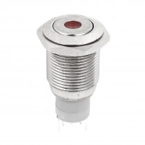 12V Red LED Lamp 5pin 1NO 1NC Momentary 16mm Thread Dia Metal Push Button Switch
