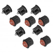 10 Pcs Red Round Button 2 Pin SPST on Off Rocker Switch AC 125V 6A 250V 3A