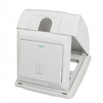 AC 250V 10A White Case Wall Panel Doorbell Switch w Splash Proof Box