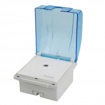 White Panel Mount Base TV Jack Wall Outlet Plate w Blue Cover