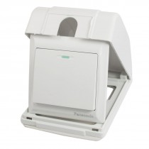 AC 250V 10A 1 Gang White Shell Wall Panel Switch w Splash Proof Box