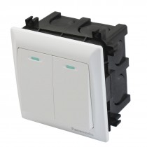 White AC 250V 10A 2 Gang Circuit Wall Panel Switch w Flush Mount Box