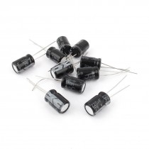 10 Pcs 25V 220uF 105C Radial Lead Electrolytic Capacitor 8mm x 13mm