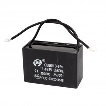 CBB61 AC 450V 50 60Hz 12uF Ceiling Fan Wired Motor Run Capacitor Black