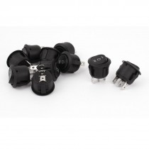 AC250V 6A AC125V 10A KCD1-2 20mm Mount Dia SPDT 3 Pin Push Button Switch 10pcs