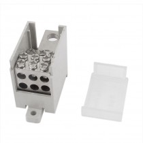 Gray 200A One Inlet Six Outlet Wire Terminal Junction Box Electrical Connector