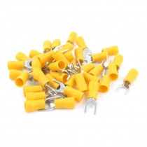 40pcs Electrical 6mm Insulated Fork Crimp Connector Terminals for AWG12 10