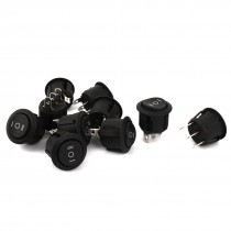 10 Pcs KCD1 2 Black Round Rocker Switch 3pin SPDT on Off on AC 6A 250V 10A 125V