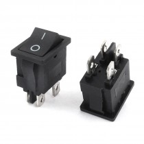 2pcs AC 250V 6A AC125V 10A 4 Terminals Locking DPST on Off Rocker Switch